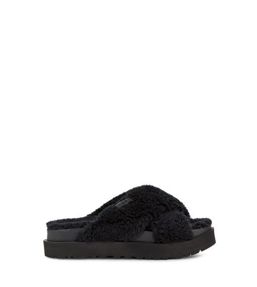 UGG -Fuzz Sugar Cross Slide Black