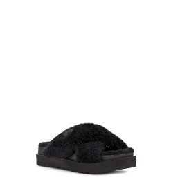 UGG -Fuzz Sugar Cross Slide Black