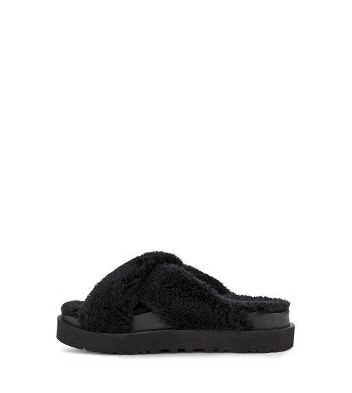 UGG -Fuzz Sugar Cross Slide Black