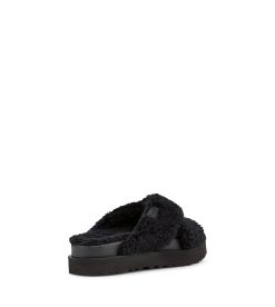 UGG -Fuzz Sugar Cross Slide Black