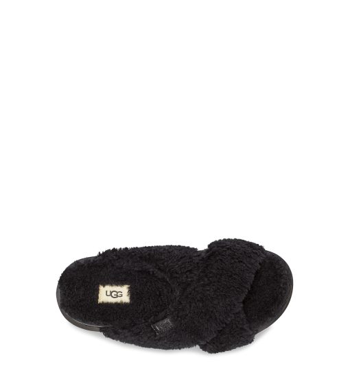 UGG -Fuzz Sugar Cross Slide Black