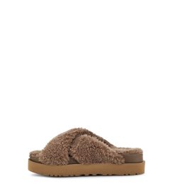 UGG Slippers-Fuzz Sugar Cross Slide, Hickory