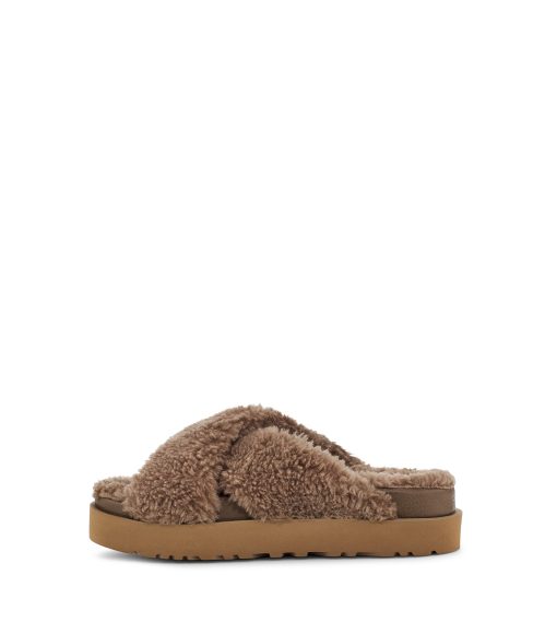 UGG Slippers-Fuzz Sugar Cross Slide, Hickory