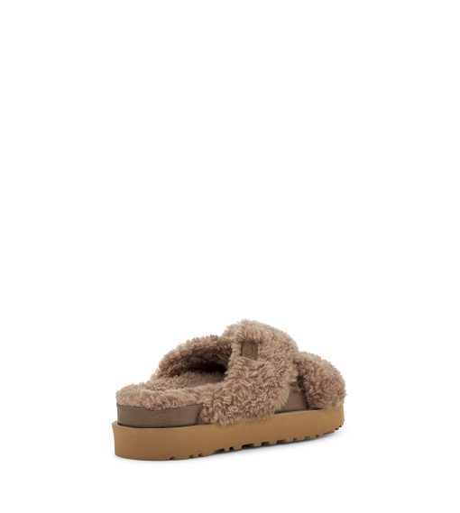 UGG Slippers-Fuzz Sugar Cross Slide, Hickory