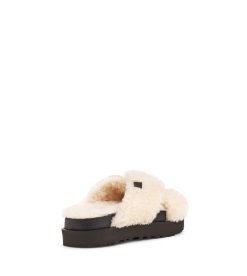 UGG Slippers-Fuzz Sugar Cross Slide Natural / Black