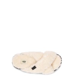 UGG Slippers-Fuzz Sugar Cross Slide Natural / Black