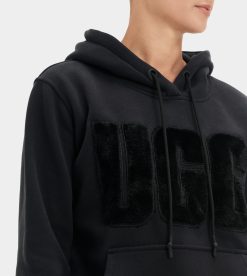 UGG RTW Collection-Rey Fuzzy Logo Hoodie Black