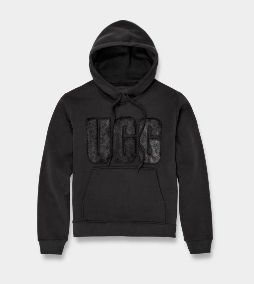 UGG RTW Collection-Rey Fuzzy Logo Hoodie Black