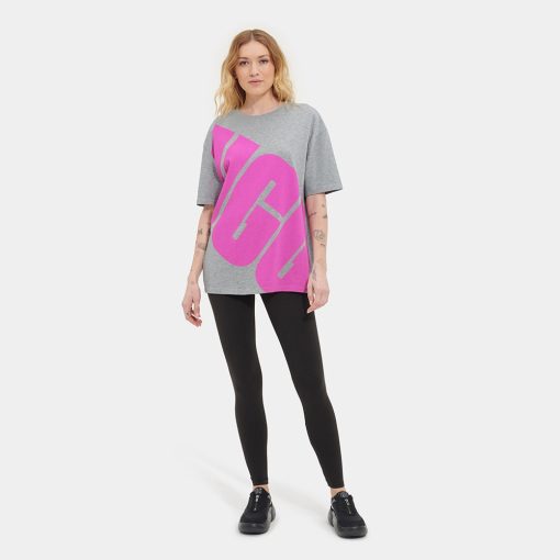 UGG RTW Collection-Jacqueline Logo Tee Grey Heather / Taffy Pink