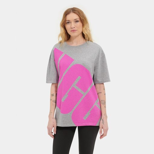 UGG RTW Collection-Jacqueline Logo Tee Grey Heather / Taffy Pink