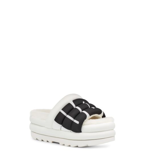 UGG Sandals & Slides-Maxi Slide Logo White