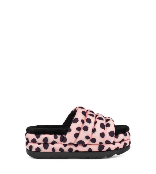 UGG Sandals & Slides-Maxi Slide Cheetah Print Pink Scallop