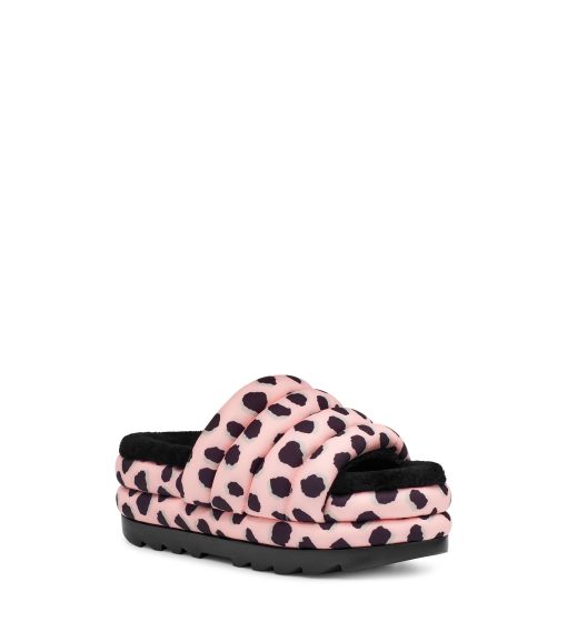 UGG Sandals & Slides-Maxi Slide Cheetah Print Pink Scallop