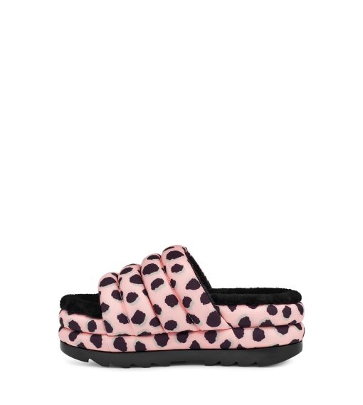 UGG Sandals & Slides-Maxi Slide Cheetah Print Pink Scallop