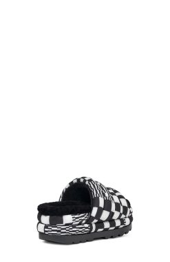 UGG Slippers-Puft Slide Checks, Black / White