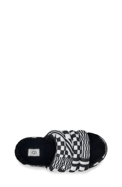 UGG Slippers-Puft Slide Checks, Black / White