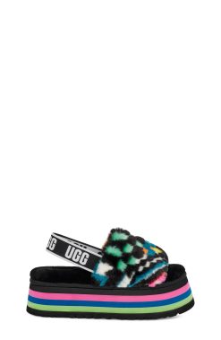 UGG Slippers-Disco Checks Slide, Black Multi