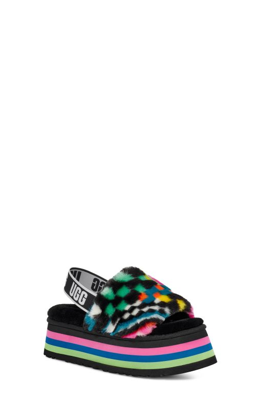 UGG Slippers-Disco Checks Slide, Black Multi