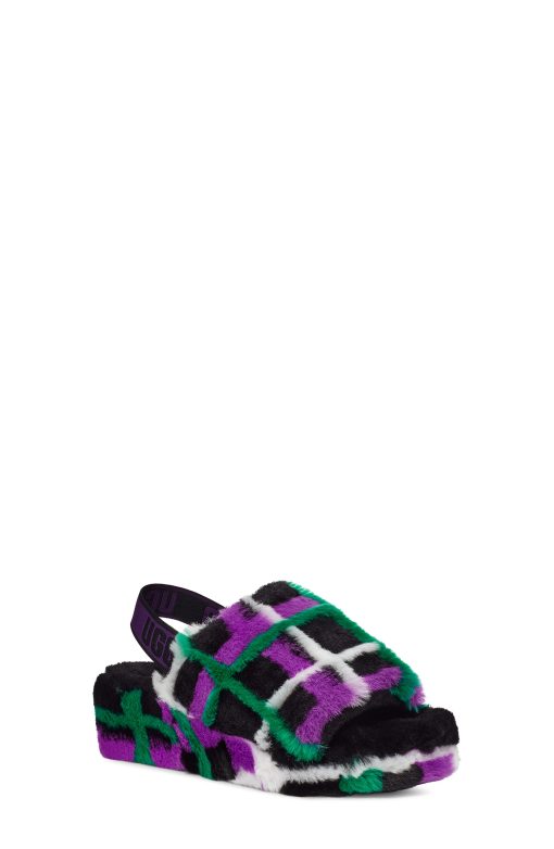 UGG Slippers-Fluff Yeah Slide Plaid Punk, Mussel Shell