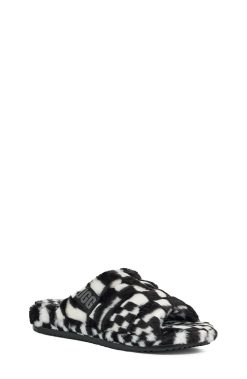 UGG Slippers-Fluff You Checks, Black