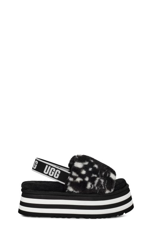 UGG Slippers-Disco Checks Slide, Black / White