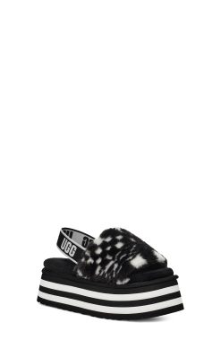 UGG Slippers-Disco Checks Slide, Black / White