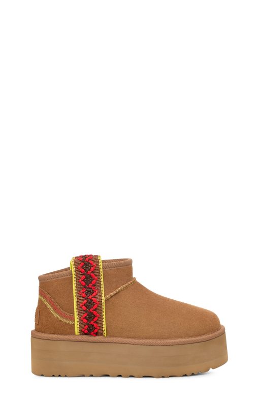 UGG Classic Boots-Classic Ultra Mini Braid Pla Chestnut