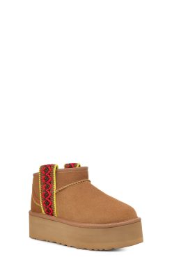 UGG Classic Boots-Classic Ultra Mini Braid Pla Chestnut