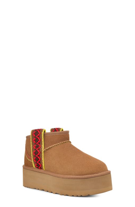 UGG Classic Boots-Classic Ultra Mini Braid Pla Chestnut