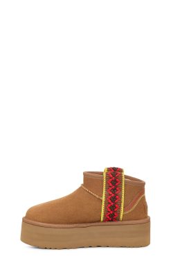 UGG Classic Boots-Classic Ultra Mini Braid Pla Chestnut