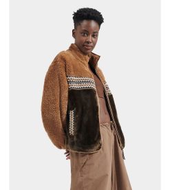 UGG RTW Collection-Marlene Sherpa Jacket H Braid Chestnut Heritage Braid Ii