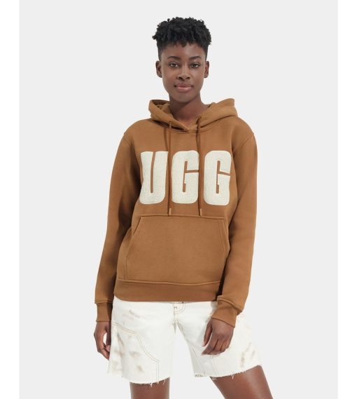 UGG RTW Collection-Rey fluff Logo Hoodie Chestnut / Plaster