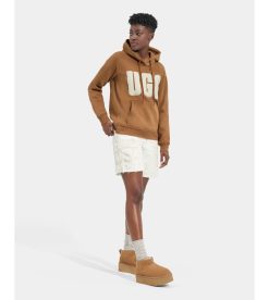 UGG RTW Collection-Rey fluff Logo Hoodie Chestnut / Plaster