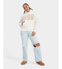 UGG RTW Collection-Rey fluff Logo Hoodie Nimbus / Sand