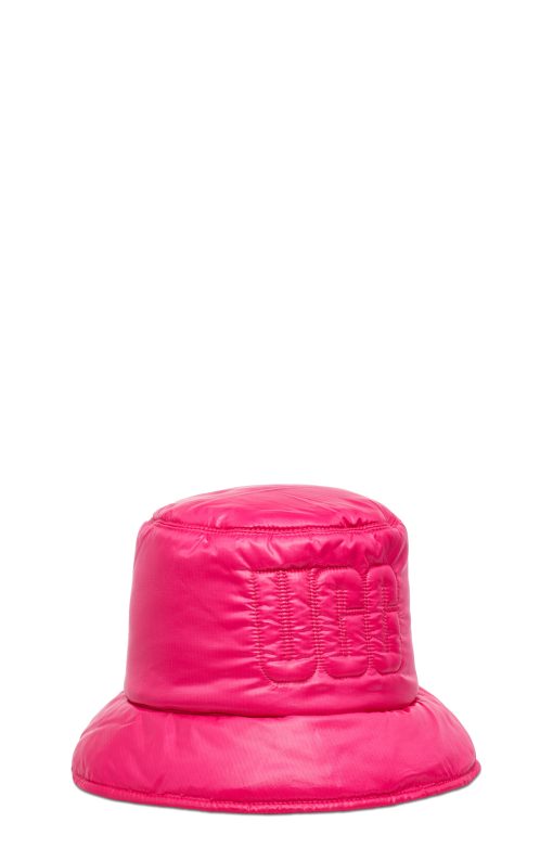 UGG Accessories-Quilted Logo Bucket Hat , Neon Pink